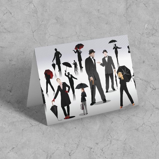 Mensen met paraplu's kaart