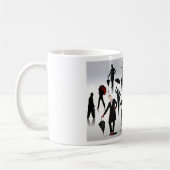 Mensen met paraplu's koffiemok (Links)