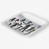 Mensen met paraplu's papieren bordje (Gebogen)