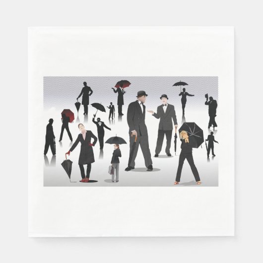 Mensen met paraplu's servet (Voorkant)
