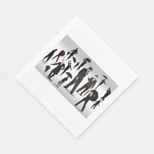 Mensen met paraplu's servet (Hoek)