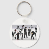 Mensen met paraplu's sleutelhanger (Voorkant)