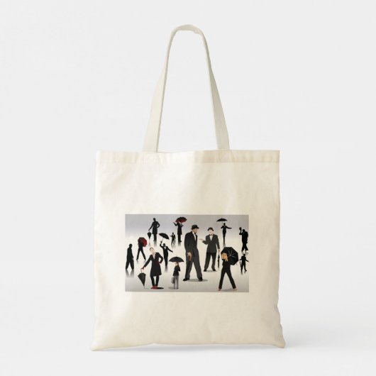 Mensen met paraplu's tote bag (Achterkant)
