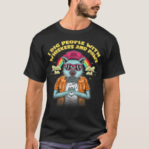 Mensen met whiskers- en pokkenkattenritten t-shirt