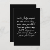 mensen niet beoordelen bedankkaart (Voorkant / Achterkant)