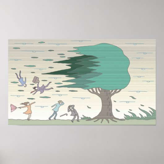 Mensen op de dag dat een storm toesloeg. poster (Voorkant)