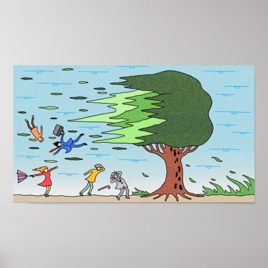 Mensen op de dag dat een storm toesloeg. poster (Voorkant)