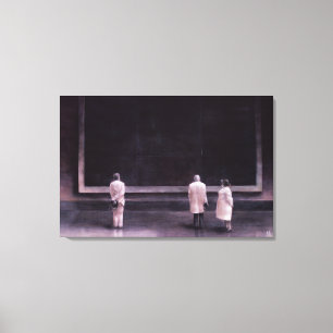 Mensen op een tentoonstelling in 1990 canvas afdruk