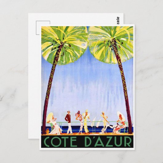 Mensen op Franse riviera, Frankrijk Briefkaart (Voorkant / Achterkant)