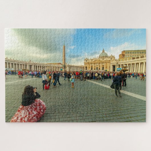 Mensen op het plein Saint Peter, Rome, Italië Legpuzzel (Horizontaal)