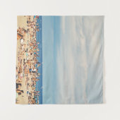 Mensen op het strand op bruin zand wandkleed (Voorkant (horizontaal))