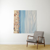 Mensen op het strand op bruin zand wandkleed (In Situ (horizontaal))