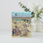 mensen op het strand van Bournemouth, Dorset, het Briefkaart (Staand voorkant)