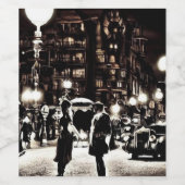 Mensen op straat wijn etiket (Enkel label)