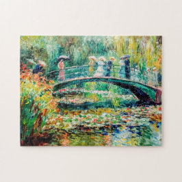 Mensen op tuinbrug met waterlelies legpuzzel