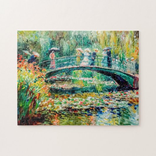Mensen op tuinbrug met waterlelies legpuzzel (Horizontaal)