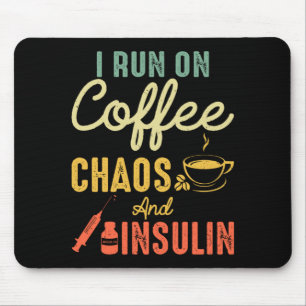 Mensen rennen op koffie chaos en insuline diabetes muismat