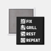 Mensen repareren grill rust herhalen routine grapp magneet (Voorkant / Achterkant)