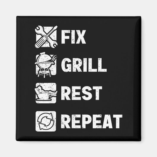 Mensen repareren grill rust herhalen routine grapp magneet (Voorkant)