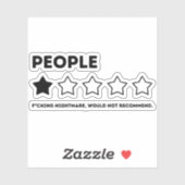 Mensen Review, One Star, zou niet aanraden Sticker (Vel)