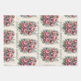  mensen roos aangepaste naam inpakpapier vel