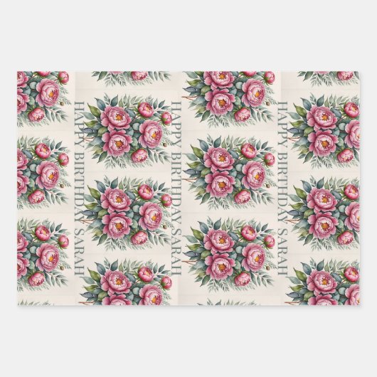  mensen roos aangepaste naam inpakpapier vel (Voorkant)