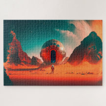 Mensen Ruimtevaarders Verkennen Een Buitenaardse P