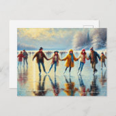 Mensen schaatsen op een bevroren meer briefkaart (Voorkant / Achterkant)