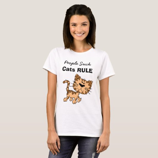 Mensen Sucken, Katten Regeren T-shirt (Voorkant volledig)