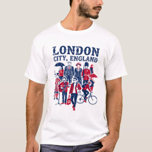 Mensen van Londen Stad Engeland Verenigd Koninkrij T-shirt