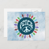 Mensen verenigd in de wereld in een vredessymbool briefkaart (Voorkant / Achterkant)