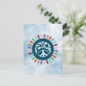 Mensen verenigd in de wereld in een vredessymbool briefkaart (Staand voorkant)
