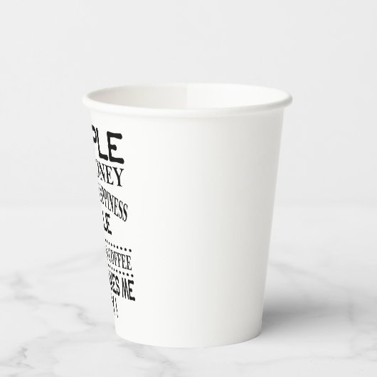 Mensen zeggen dat geld geen geluk kan kopen papieren bekers (Links)