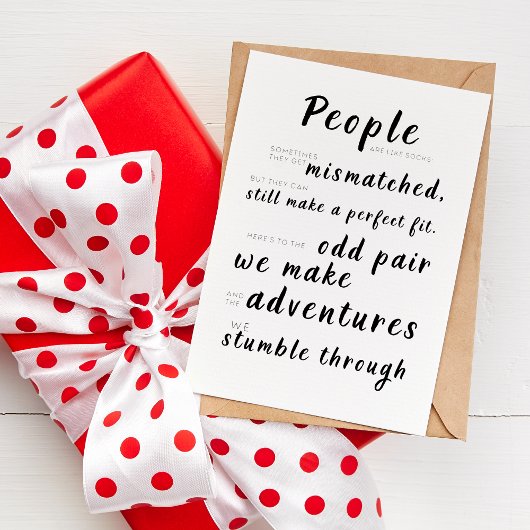 Mensen zijn als sokken, ze komen niet overeen kaart