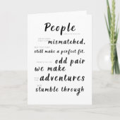 Mensen zijn als sokken, ze komen niet overeen kaart (Voorkant)