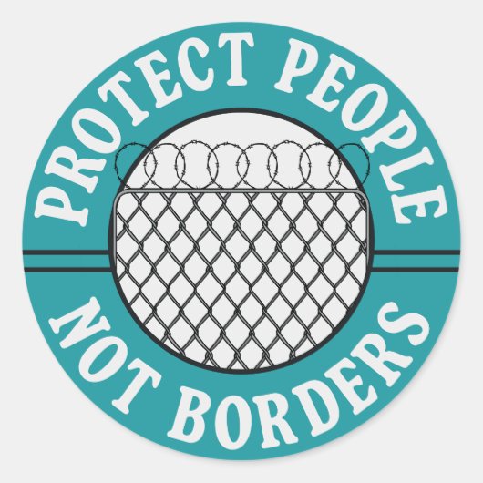 Mensen zonder grenzen beschermen - Vluchtelingen w Ronde Sticker (Voorkant)