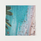 Mensen zwemmen op het strand wandkleed (Voorkant (horizontaal))
