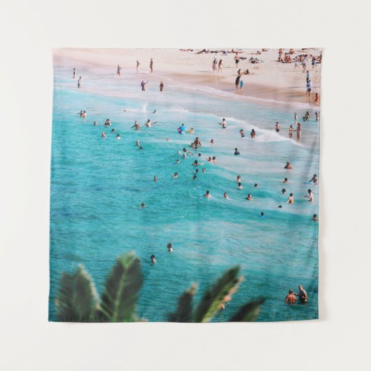 Mensen zwemmen op het strand wandkleed (Voorkant)