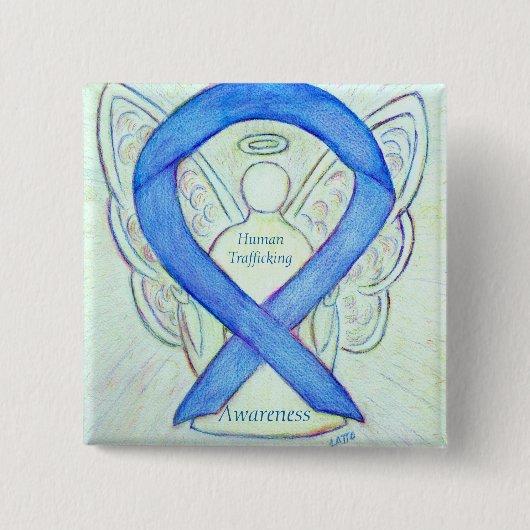 Mensenhandel Awareness Angel Ribbon Pin Vierkante Button 5,1 Cm (Voorkant)