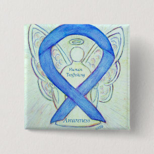 Mensenhandel Awareness Angel Ribbon Pin Vierkante Button 5,1 Cm