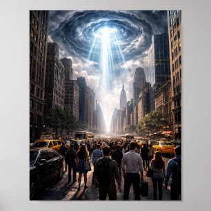 Mensenmenigte die Hemelverschijnsel Bekijkt Stad S Poster