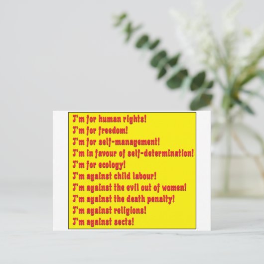 Mensenrechten Briefkaart (Staand voorkant)