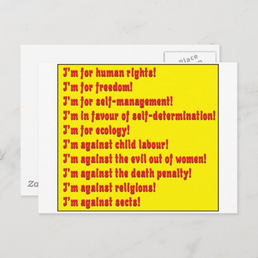 Mensenrechten Briefkaart (Voorkant / Achterkant)