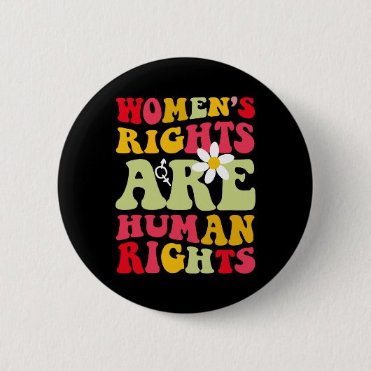 Mensenrechten zijn feministisch 1973 ronde button 5,7 cm (Voorkant)