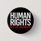 Mensenrechten zijn geen onderhandelbare vierkante  ronde button 3,2 cm (Voorkant)