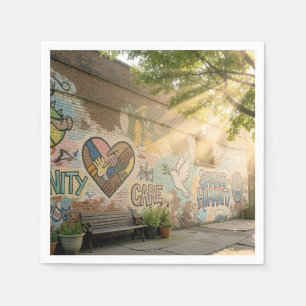 Mensheid Symbolische Graffiti Op Bakstenen Muur Mo Servet