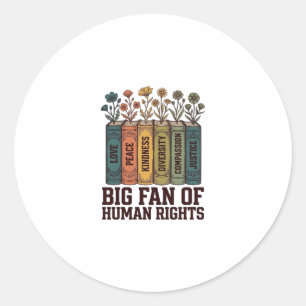 Mensrechten Boek Bloemen Vintage Vector Design_1 Ronde Sticker