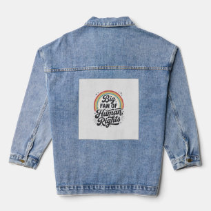 Mensrechten Retro Regenboog Vector T-Shirt Ontwerp Denim Jacket