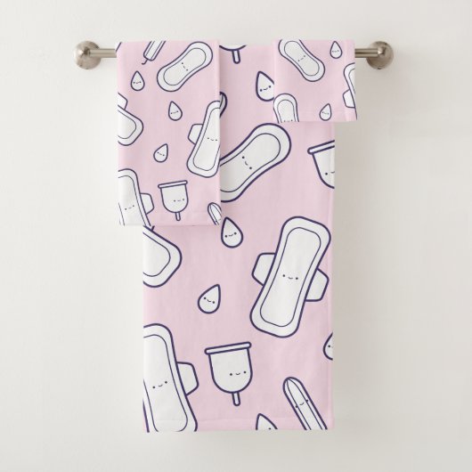 Mensturatie Roze witte stutperiode Tampon Pattern Bad Handdoek (Insitu)