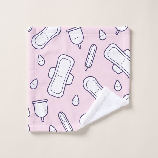 Mensturatie Roze witte stutperiode Tampon Pattern Bad Handdoek (Wasdoekje)